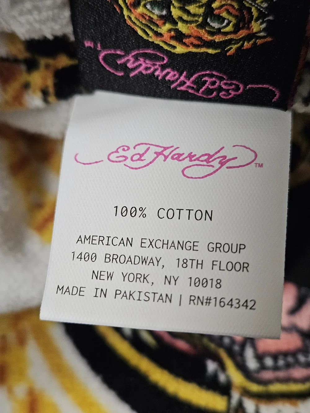 Ed Hardy 2 Pack Hand Towels Tiger Chain Tattoo Print Cotton 16x26 NWT